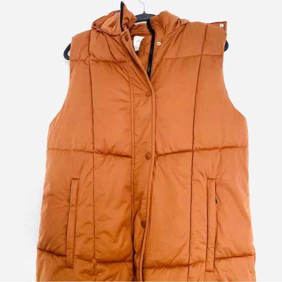 Avec Les Filles - THERMALPUFF™ Hooded Longline Puffer Vest in Cedar Brown Size M - Picture 8 of 16